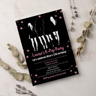 Invitation Coréen Pop Music K-Pop Black Pink fête d'anniversa