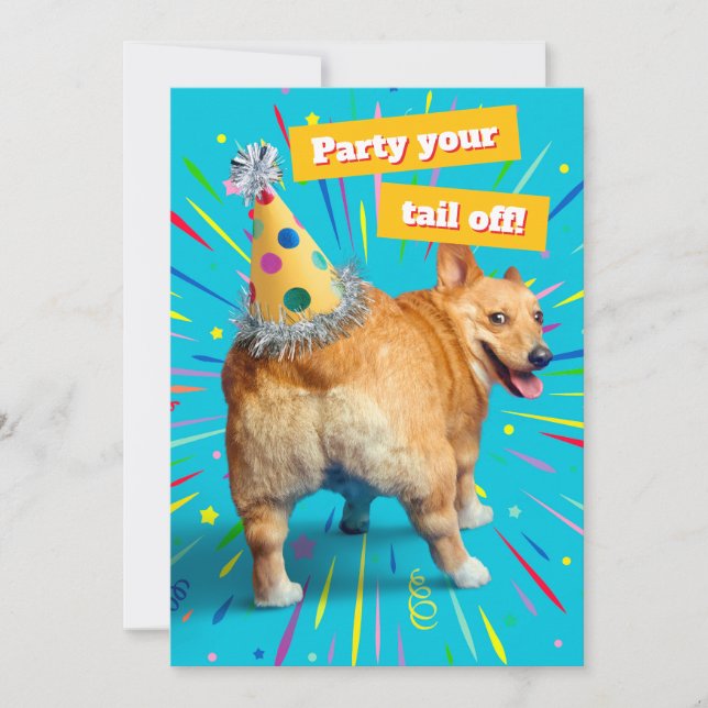 Invitation Corgi Butt Birthday Hat (Devant)