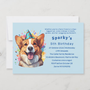 Invitation Corgi Doggo Paw-ty : Anniversaire Bash
