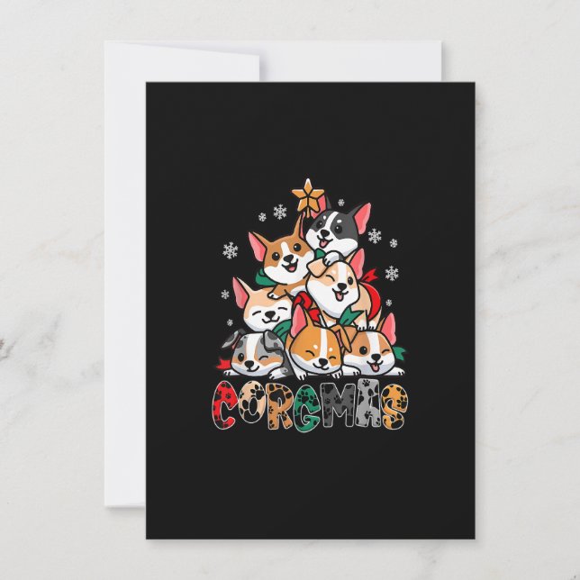 Invitation Corgi Noël Arbre Joyeux Corgmas Noël (Devant)