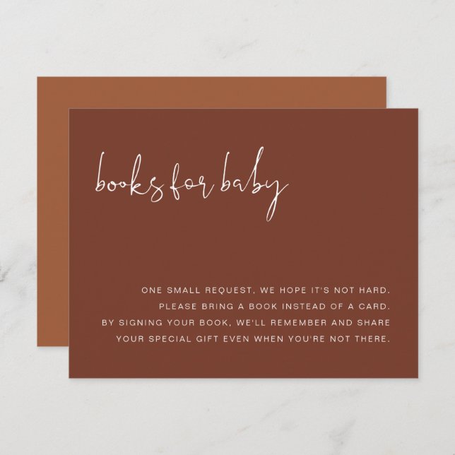 Invitation CORIANDER Boho Terracotta et Rust Livres pour bébé (Devant / Derrière)