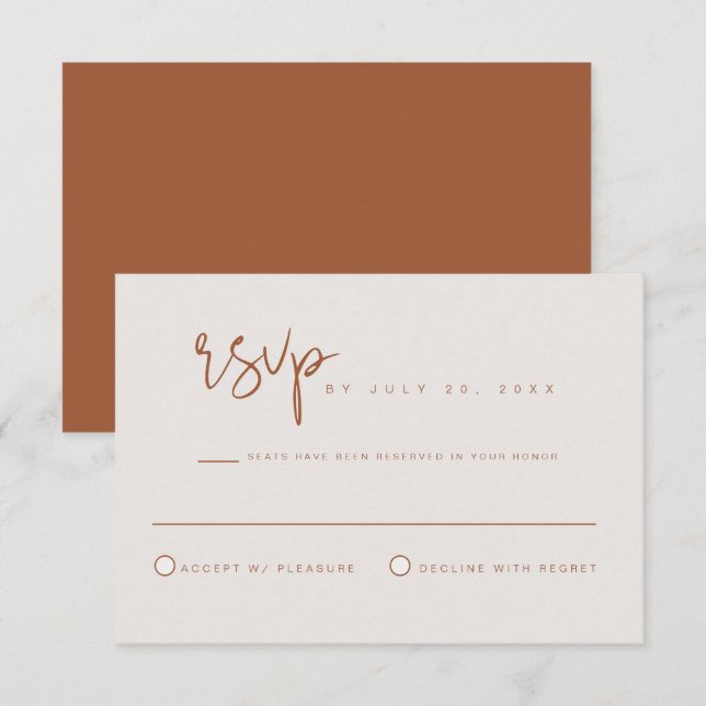 Invitation CORIANDER - Ton Terre Bohème Orange Brûlé RSVP (Devant / Derrière)