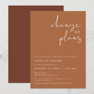 Invitation CORIANDRE Boho Terracotta Mariage Changement de Pl