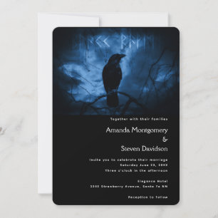 Invitation Corneille noire avec Runes Mariage de style gothiq