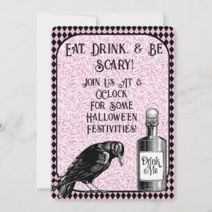 Invitation Corneille noire rose Corneille corneille Halloween