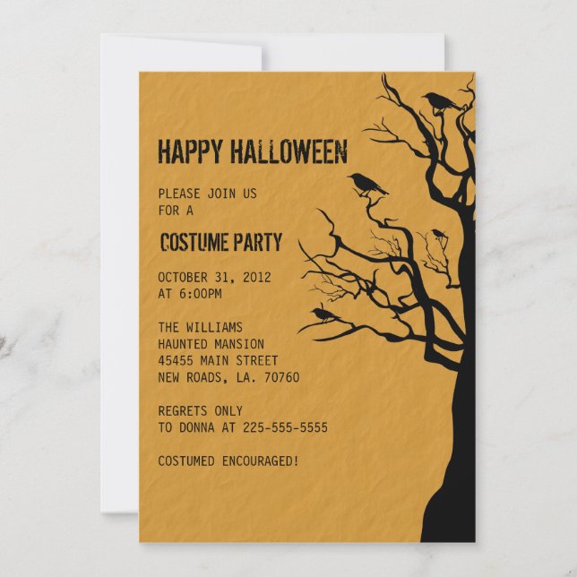 Invitation Corneilles de la partie | de Halloween (Devant)