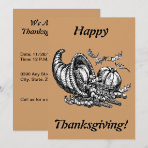 Invitation Cornucopia Line Art Holiday Thanksgiving, ZPR