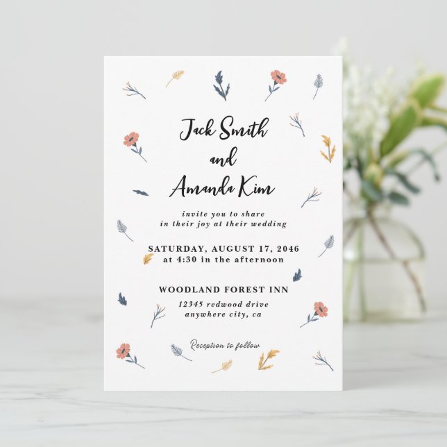 Invitation Coroful Cute Handrawing Mariage Inviations (Debout devant)