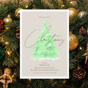 Invitation Corporate Green Christmas Tree Fête fériée