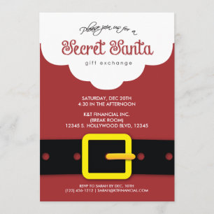 Invitation Corporate Secret Père Noël Gift Exchange Party