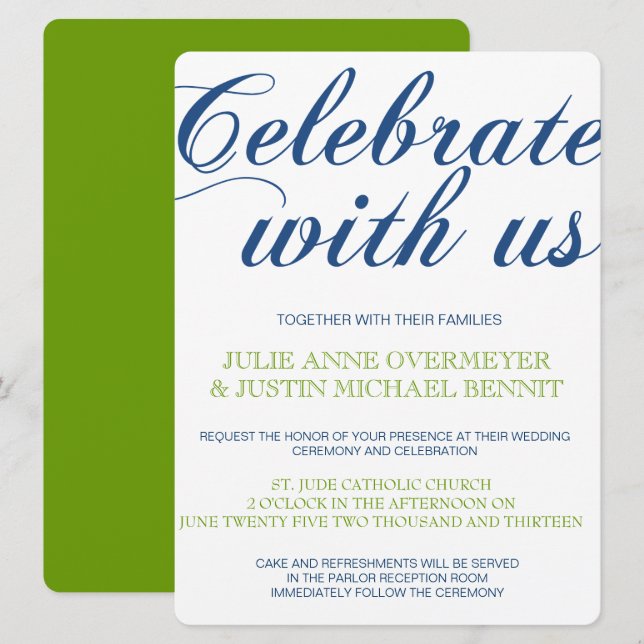 Invitation Corrin Calligraphie (Devant / Derrière)