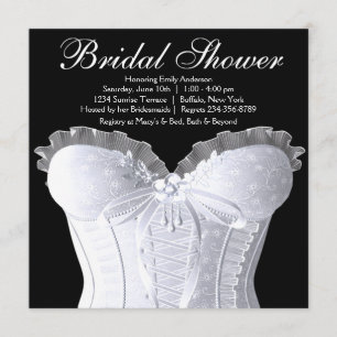 Invitation Corset blanc noir et blanc Fête des mariées