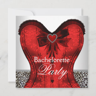 Invitation Corset en damas rouge Fête de jeune fille léopard