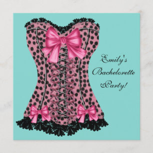 Invitation Corset Léopard Rose Bleu sarcelle Enterrement de v