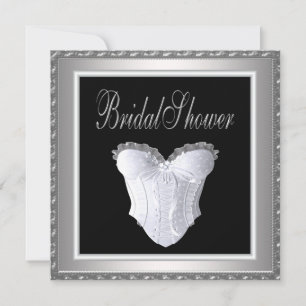 Invitation Corset noir blanc pour douche de mariage