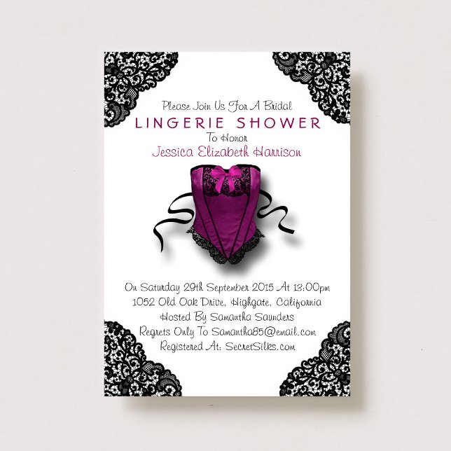 Invitation Corset rose et dentelle noire Douche (Créateur téléchargé)