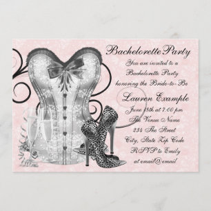 Invitation Corset Rose Rose Fête de Fiançailles Noir