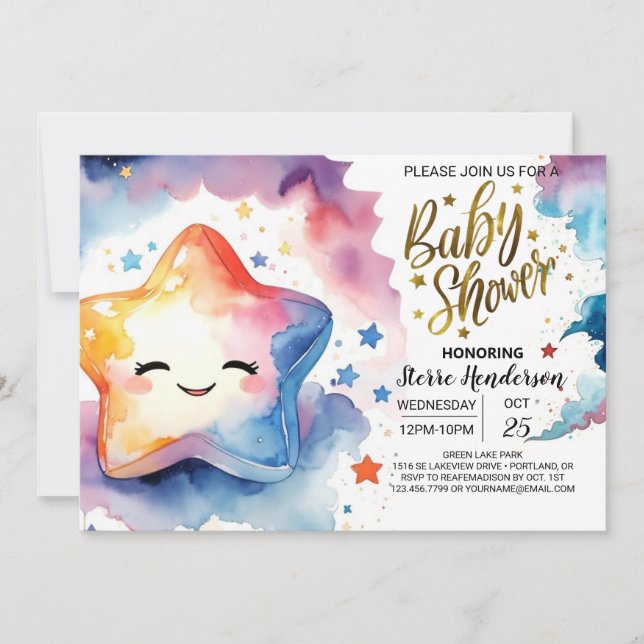 Invitation Cosmic Adventure Attend le Baby shower (Devant)
