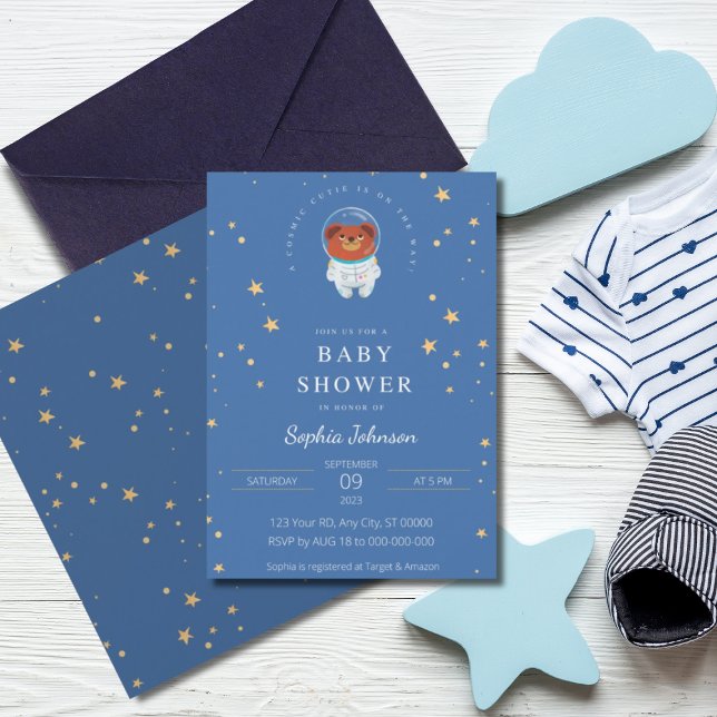 Invitation Cosmic Cutie est en route ! Baby shower de l'ours (Créateur téléchargé)