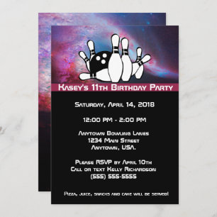 Invitation Cosmic Galaxy Bowling fête d'anniversaire