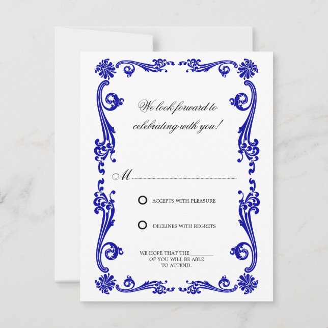 Invitation Cosmopolitan Flourish et Swirls RSVP (Dos)