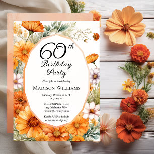 Invitation Cosmos Anniversaire 60 ans Fête de Marigolds Flo