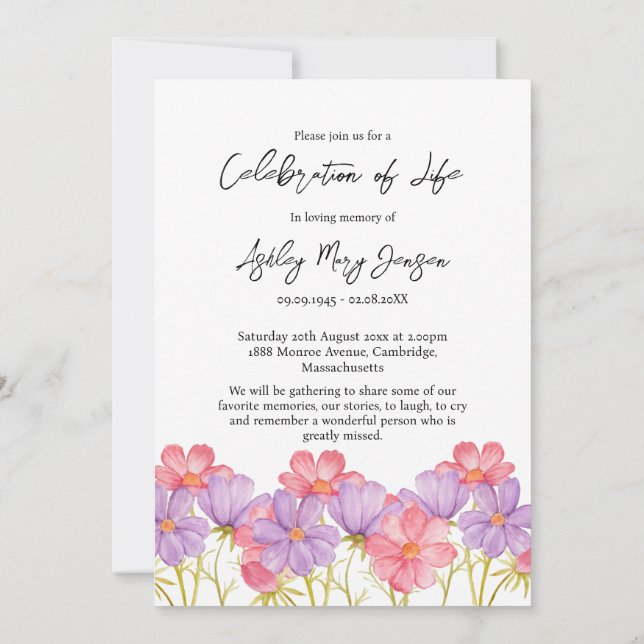 Invitation Cosmos Celebration of Life Photo Funeral (Dos)