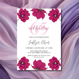 Invitation Cosmos rose foncé chic Floral Botanical Anniversai