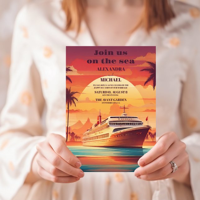 Invitation Costal Seascape Beach Cruise Palm Mariage (Créateur téléchargé)