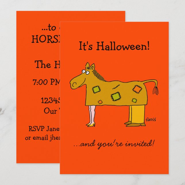 Invitation Costume Cheval Deux Personnes Drôle Halloween Part (Devant / Derrière)