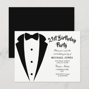Invitation Costume & Cravate hommes 21e anniversaire de fête 