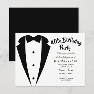 Invitation Costume & Cravate mens 40e anniversaire de fête in