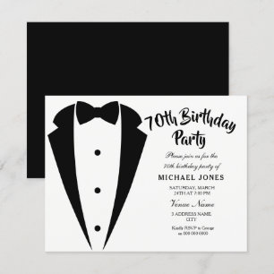 Invitation Costume & Cravate mens 70e anniversaire de fête in