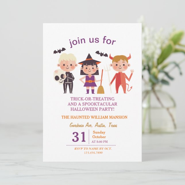 Invitation Costume Cute Halloween Fête D'Halloween Pour Les E (Debout devant)