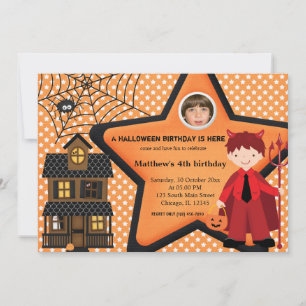 Invitation Costume d'anniversaire d'Halloween (orange)