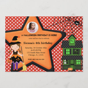 Invitation Costume d'anniversaire d'Halloween (rouge)