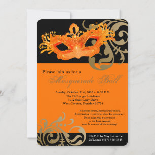 Invitation Costume de bal Mascaré Orange Halloween
