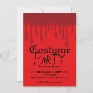 Invitation Costume de fête d'Halloween avec du sang rouge qui