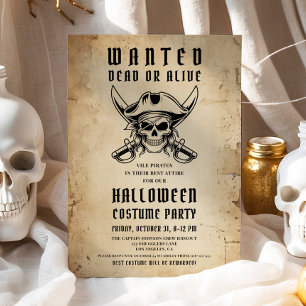 Invitation Costume de fête d'Halloween crâne de pirate vintag