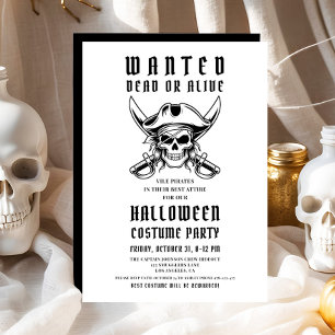 Invitation Costume de fête d'Halloween crâne de pirate vintag