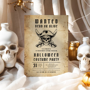 Invitation Costume de fête d'Halloween crâne de pirate vintag