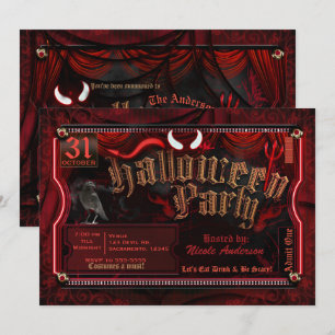 Invitation Costume de fête d'Halloween diabolique Admettre un