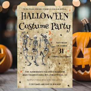 Invitation Costume de fête d'Halloween squelettes amusants