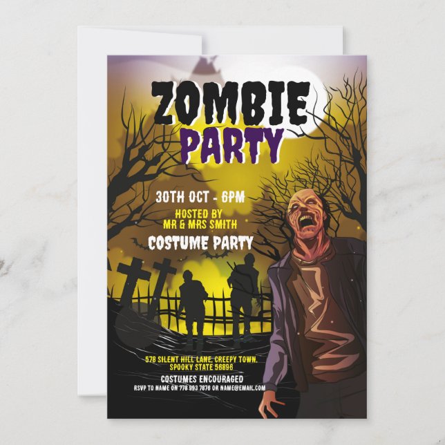 Invitation Costume de fête d'Halloween Zombie Horreur (Devant)