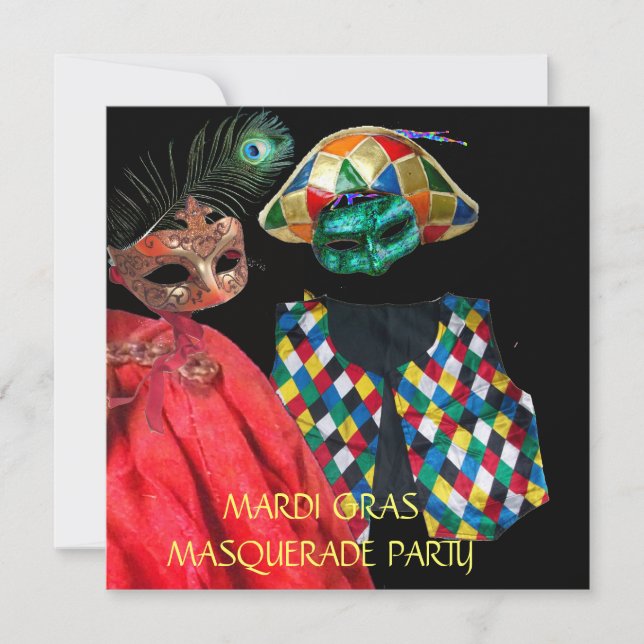 INVITATION COSTUME DE HARLEQUIN MARDI GRAS FÊTE MASQUERADE (Devant)