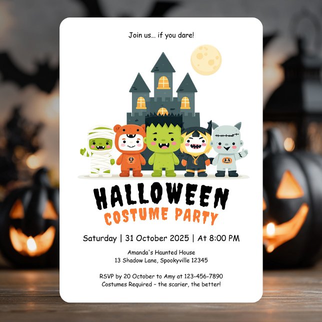 Invitation Costume de monstres mignons Halloween Fête Invitat (Cute Monsters Costume Halloween Party Invitation)