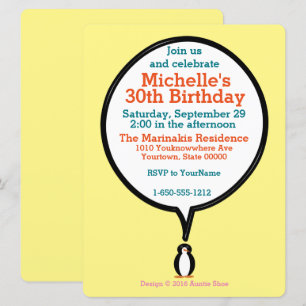 Invitation Costume de naissance parlant Mme Pingouin Personna