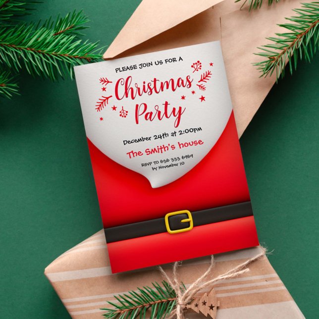 Invitation Costume de Père Noël de dessin animé avec boucle d (Créateur téléchargé)