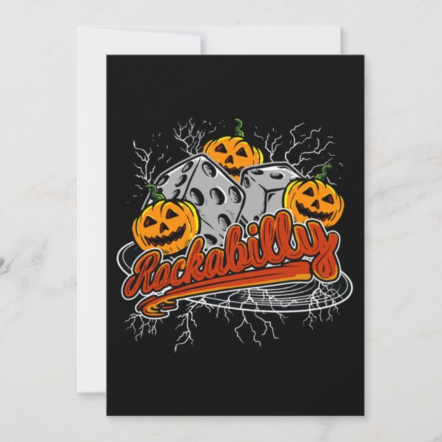 Invitation Costume d'Halloween Citrouille Rockabilly Rock (Devant)