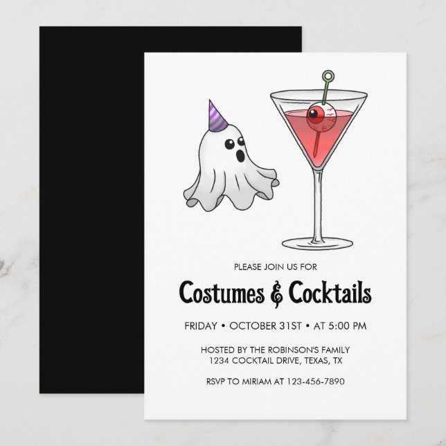 Invitation Costume d'Halloween & Cocktail Party (Devant / Derrière)